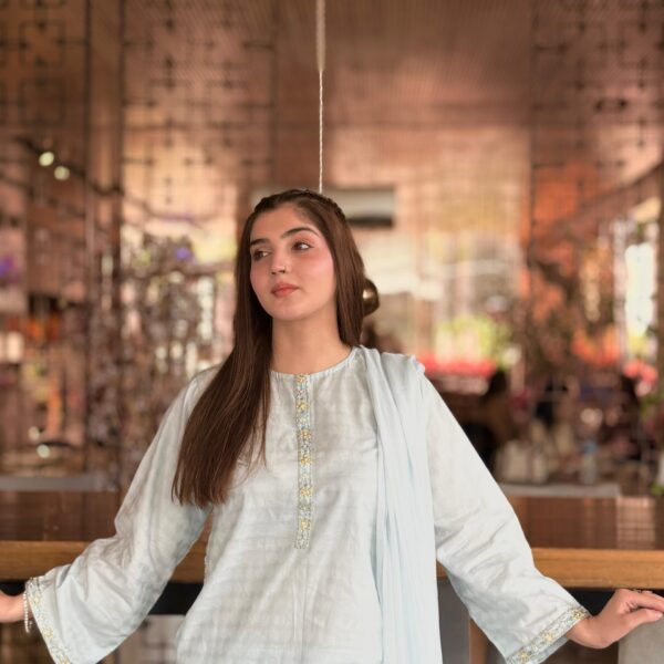 3 Piece Sky Blue Lawn Shirt & Dupatta