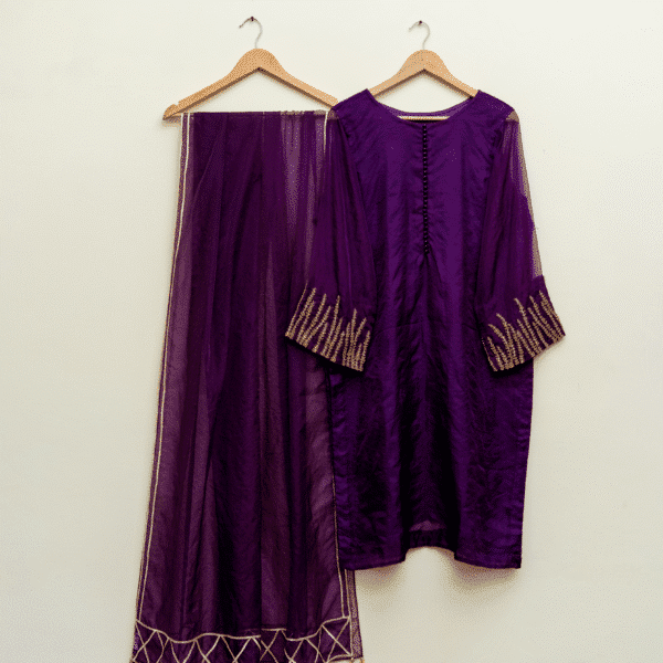 3 Piece Purple Shirt Dupatta & Trouser